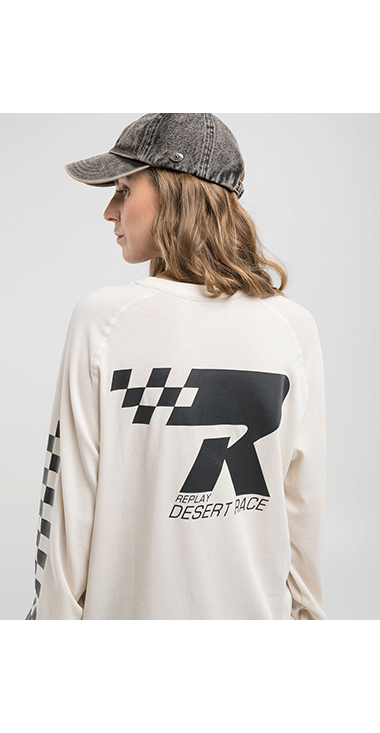 オーバーフィットコットンラスティックジャージープリントTシャツ 詳細画像